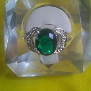 925 Sterling Silver created Emerald Ring